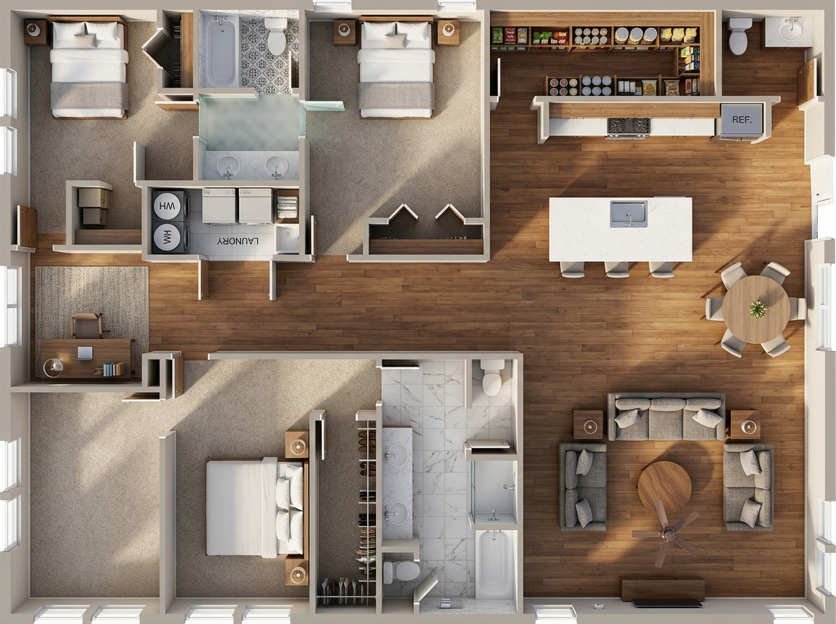 3D floor plan render